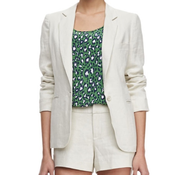 Joie Mehira Ivory Linen Open Front Blazer Sz 0 - Picture 2 of 16